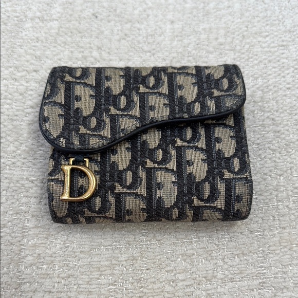 Dior blue and taupe Wallet with Gold Details - Picture 1 of 7